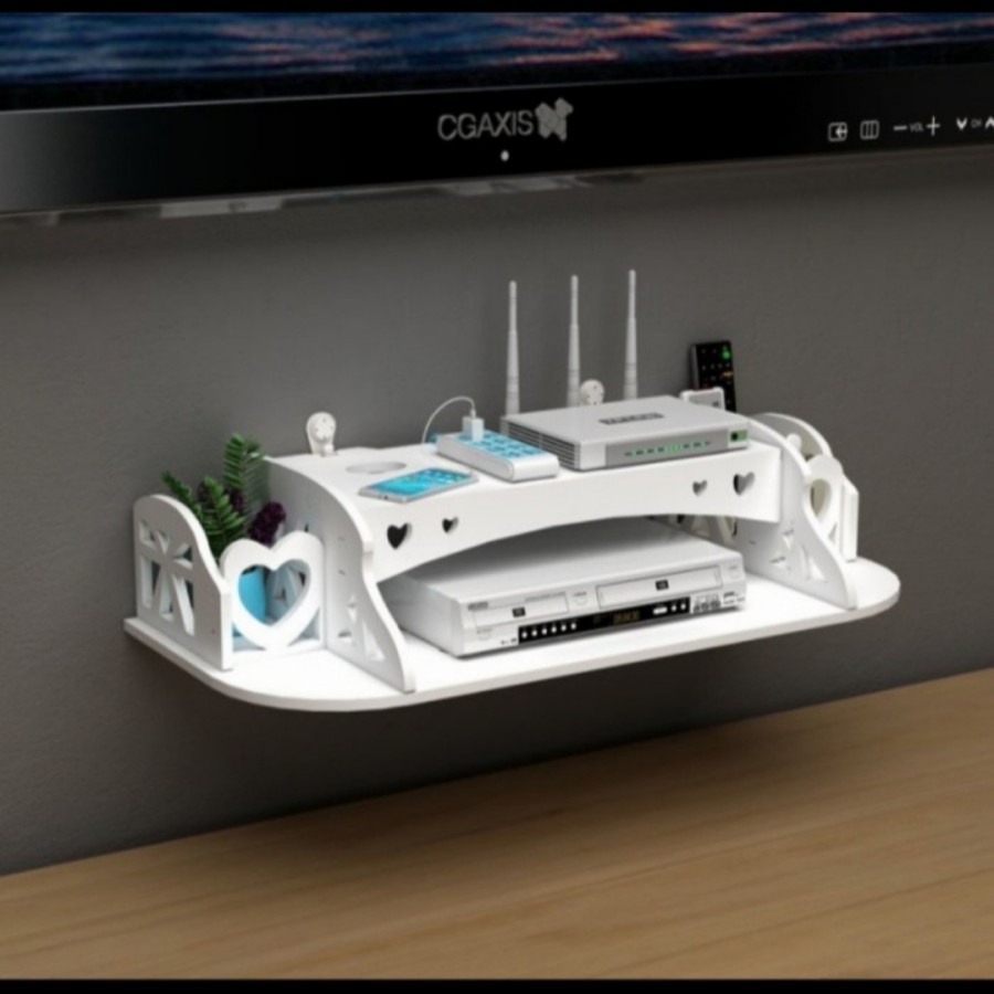 Rak Gantung Router WiFi Tempat Remote Tv DVD Ambalan Speaker Organizer