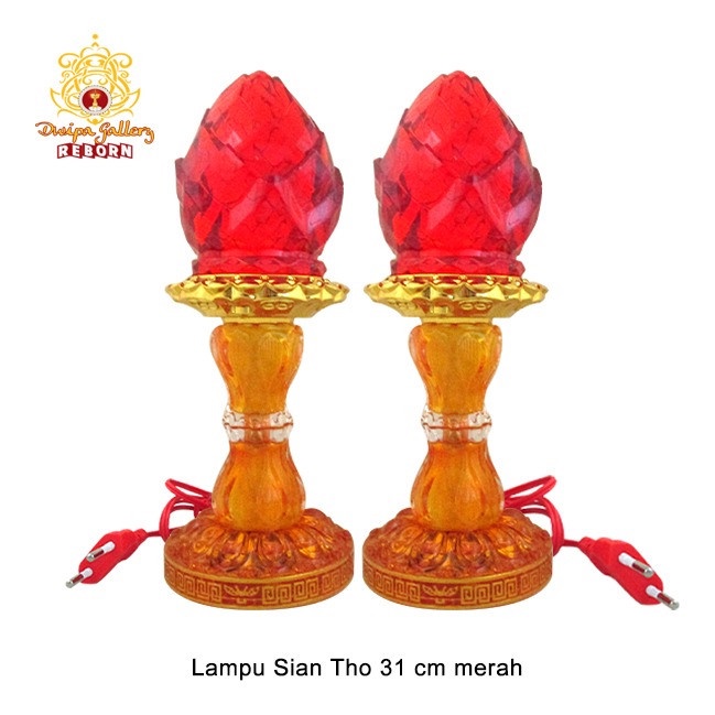 Lampu altar sembahyang Sian Tho 31 cm merah LED