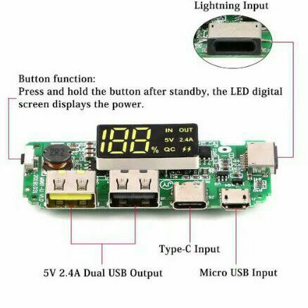 Modul Power Bank With LED Digital Display Dual Output USB 2A H961-U