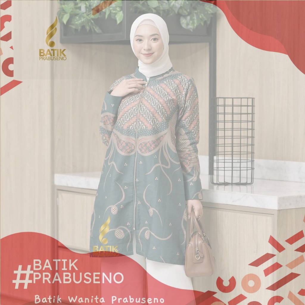 TUNIK ULFA ARMY ATASAN BAJU BATIK WANITA LENGAN PANJANG ORIGINAL PRABUSENO MODERN PREMIUM JUMBO BIG 