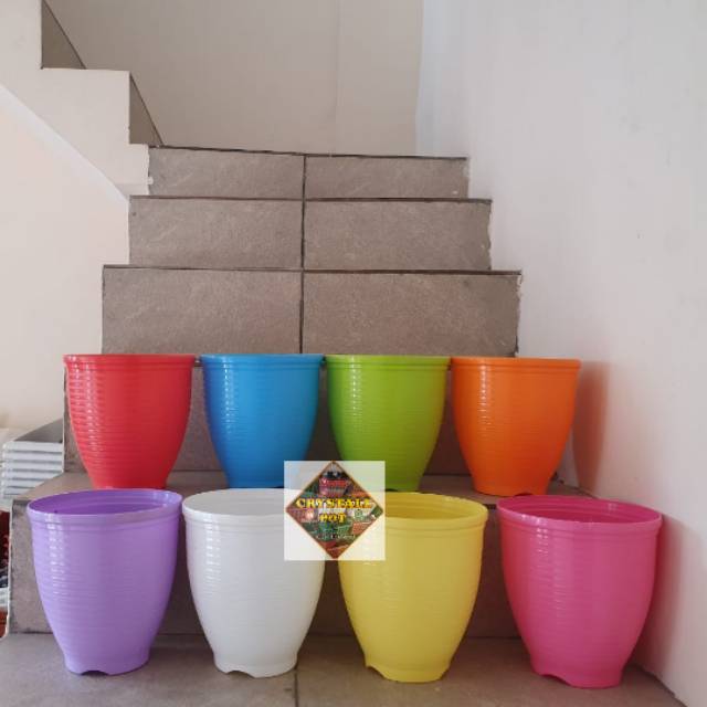 pot bunga tanaman lebah tinggi warna warni 21cm - pot nkt cycas guci