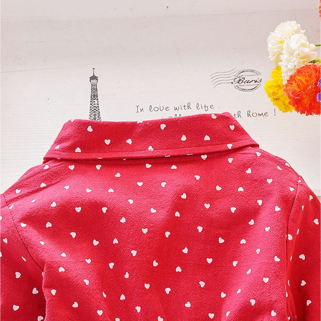 [Brandedbaby] DRESS ANAK PEREMPUAN IMPORT POLKADOT LOVE MERAH PINK KUNING LENGAN PANJANG