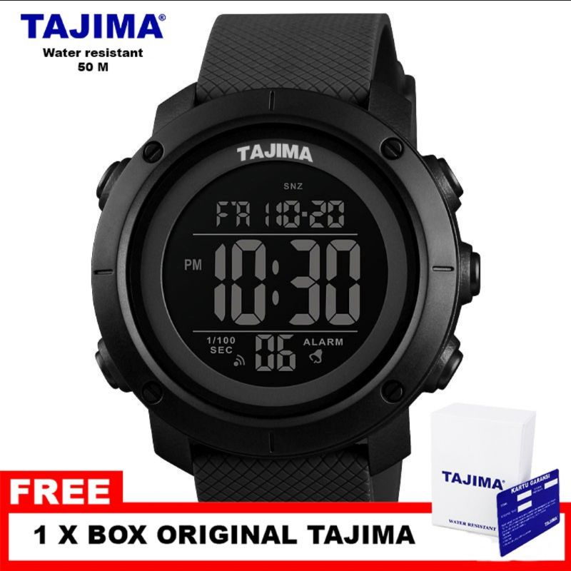 Jam Tangan Digital Tajima 9676 Black Ori. Tahan Air 50m