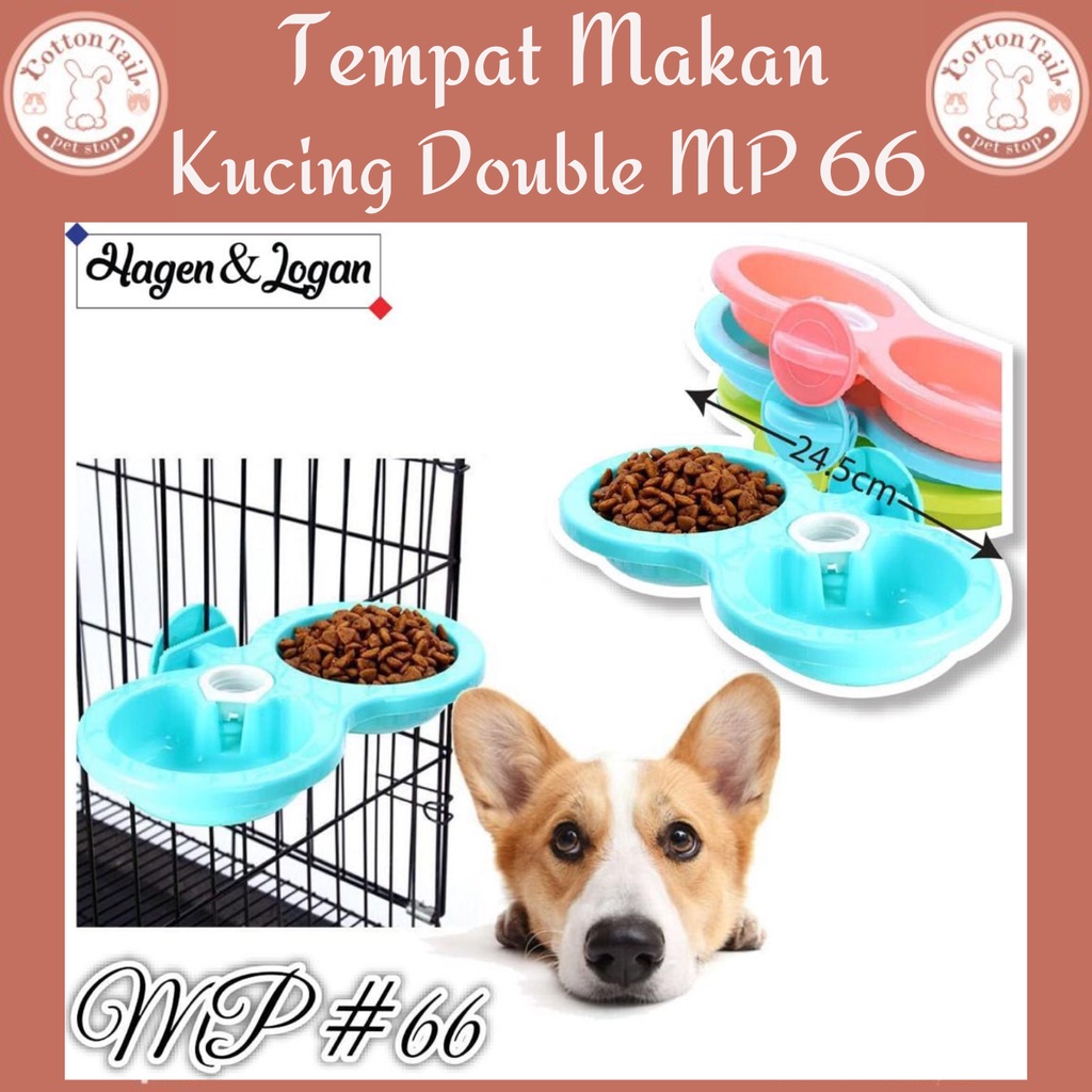 MP66 Tempat Makan Kelinci Kucing Anjing Cavy / Double Food Bowl