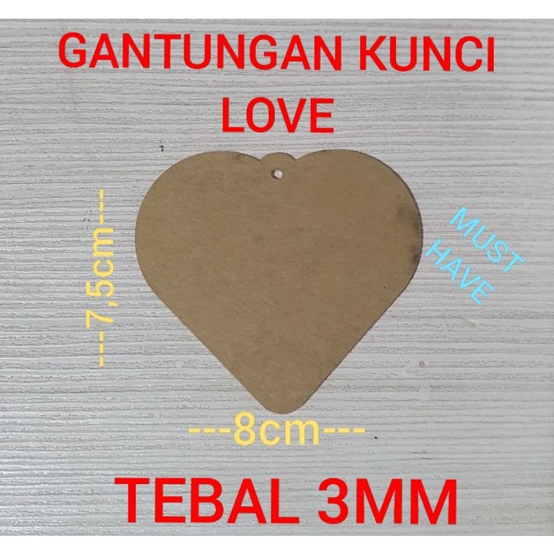 MURAH POTONGAN AKRILIK GANTUNGAN KUNCI LOVE 8cm