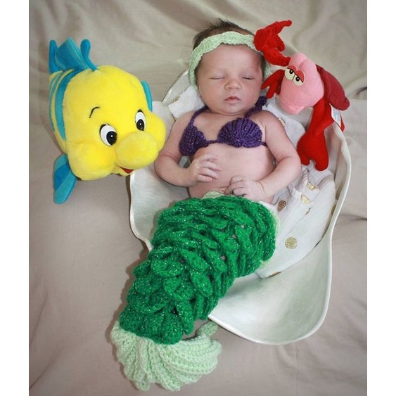 BAJU RAJUT BAYI / COSTUM / PROPERTI FOTOGRAFI / BABY PHOTOSHOOT MERMAID DUYUNG ARIEL