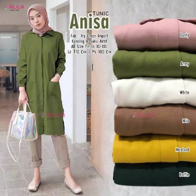 ANISA TUNIK BAHAN MOSCREPE IMPORT FIT TO XL