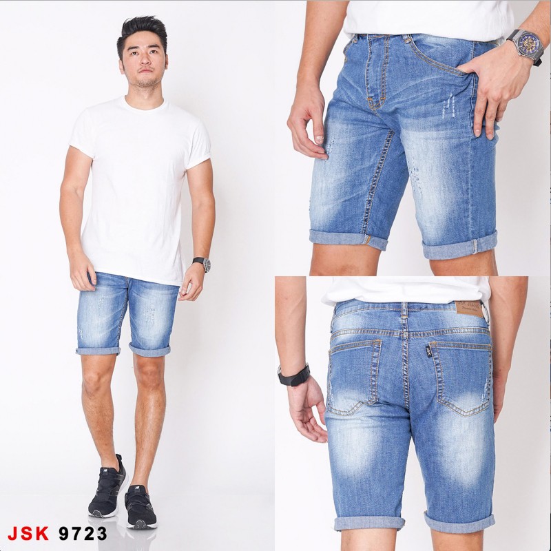 [SIZE 28-34] CARLOS 3/4 Short Pants Jeans - 6 WARNA / Celana Pendek Pria Bigsize