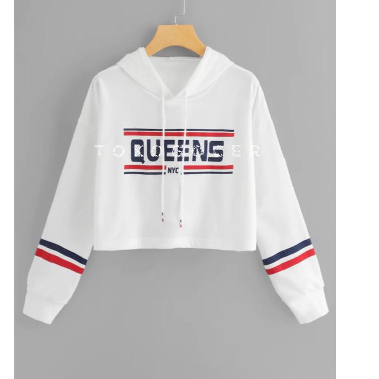 NEW Φ SWEATER XL CROP HOODIE WANITA QUEENS CD7 ...