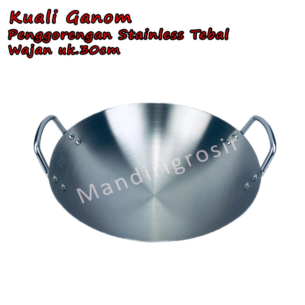 Wajan *Kuali Ganom * Penggorengan Stainless Tebal * 30cm