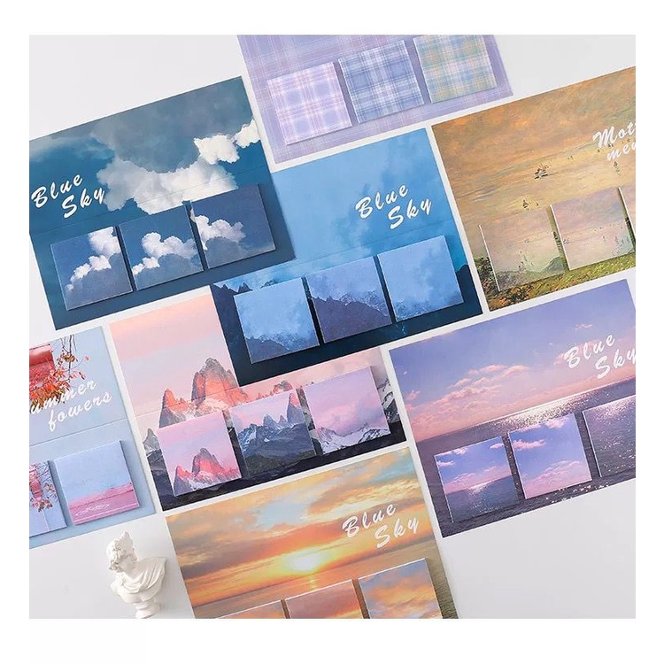 [littlecrab] Sticky Note Galaxy Angkasa Weather Cuaca Note Lucu Elegan Aesthetic Summer Flower Blue Sky Memo Sticky Notes Unik 3 in 1 Berkualitas