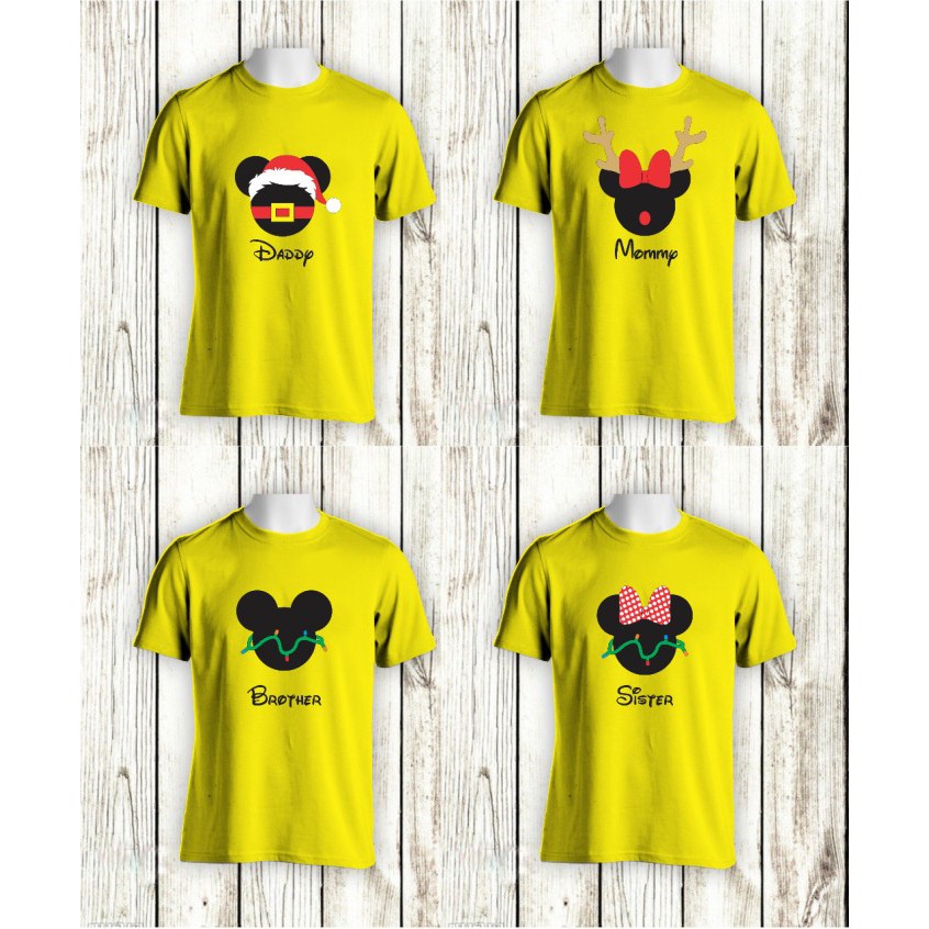 KAOS TSHIRT BAJU NATAL MICKEY MOUSE CHRISTMAS KAOS NATAL FAMILY KATUN COMBED 30S