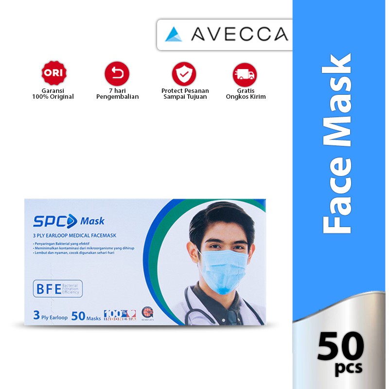 Masker 3 ply earloop SPC isi 50 pcs (Masker Kesehatan)