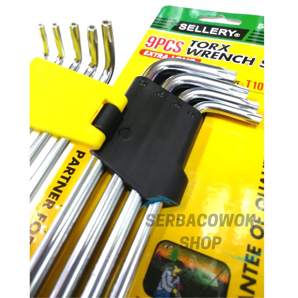 Promo Kunci L 9 Pcs Kunci Bintang Extra Long Torch Wrench Set T10 - T50 Sellery Termurah Berkualitas