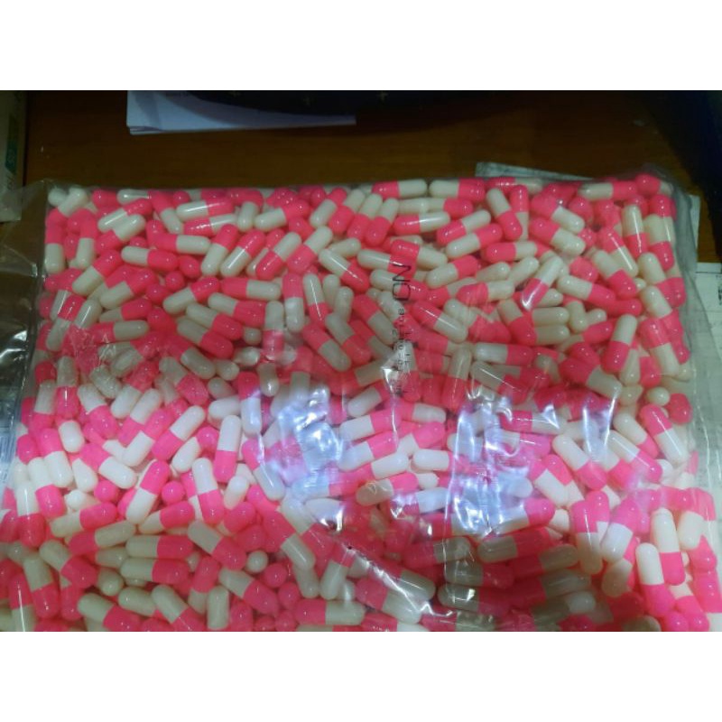 cangkang kapsul 0 Pink putih isi 1000 pcs