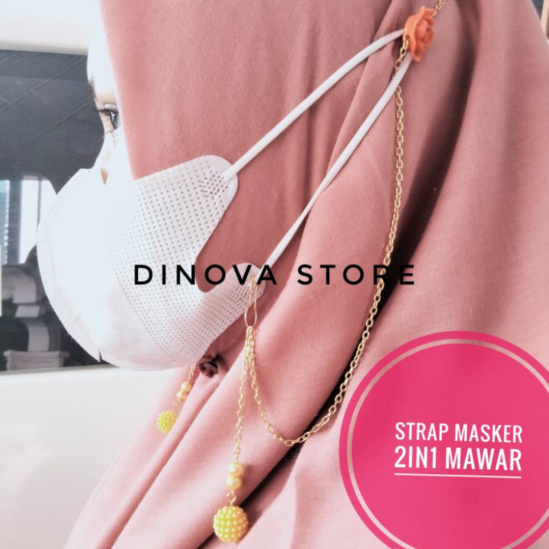 strap masker 2IN1 MAWAR MUTBERI/pengait masker/kalung masker/tali masker/kalung masker strap masker hijab 2iin1/dinova store/pgx/strap masker hijab 2in1