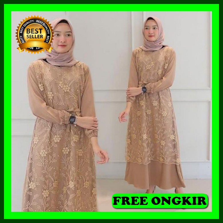Ghamis Cewek Premium Buju Muslimah Bj Wanita Sarii Gamis Remaja Kekini Gamis Brukat Yamin Dress Ko