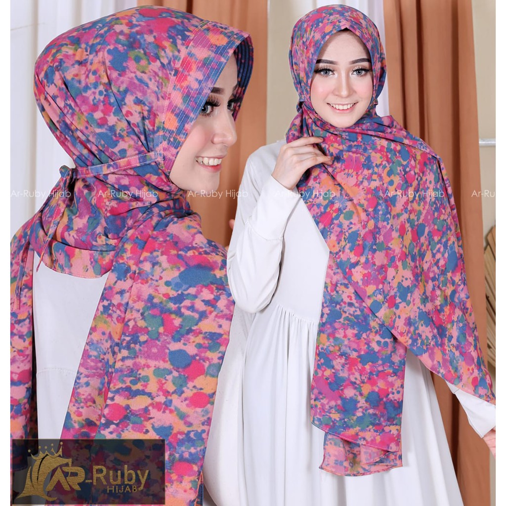 Pashmina Pet Tali Pasmina Bergo Instan Tie Dye