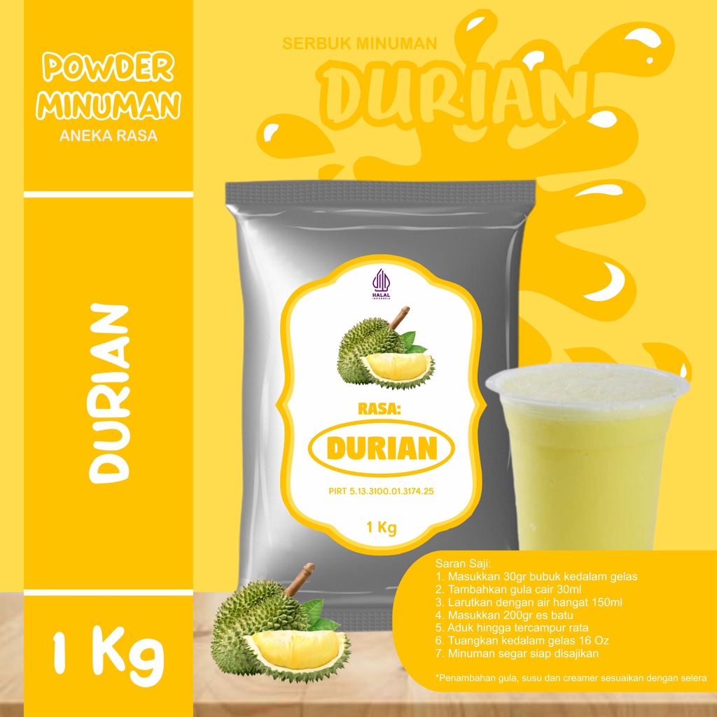 

Bubuk Serbuk Minuman 1kg Rasa Durian Bubuk Minuman Kekinian Standar Instan Drink Durian Flavor Powder Boba Drink