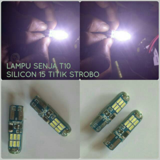 Lampu Led Seja T10 Strobo Silicon (15 Led) Putih Strobo