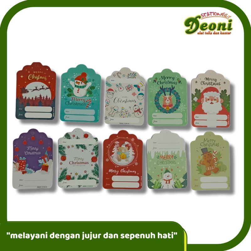 Hang Tag Natal Merry Christmas Lucu isi 5pcs