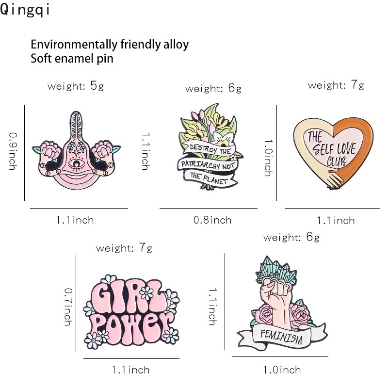 Bros Pin Enamel Desain Girl Power Flower Feminis Untuk Hadiah Teman
