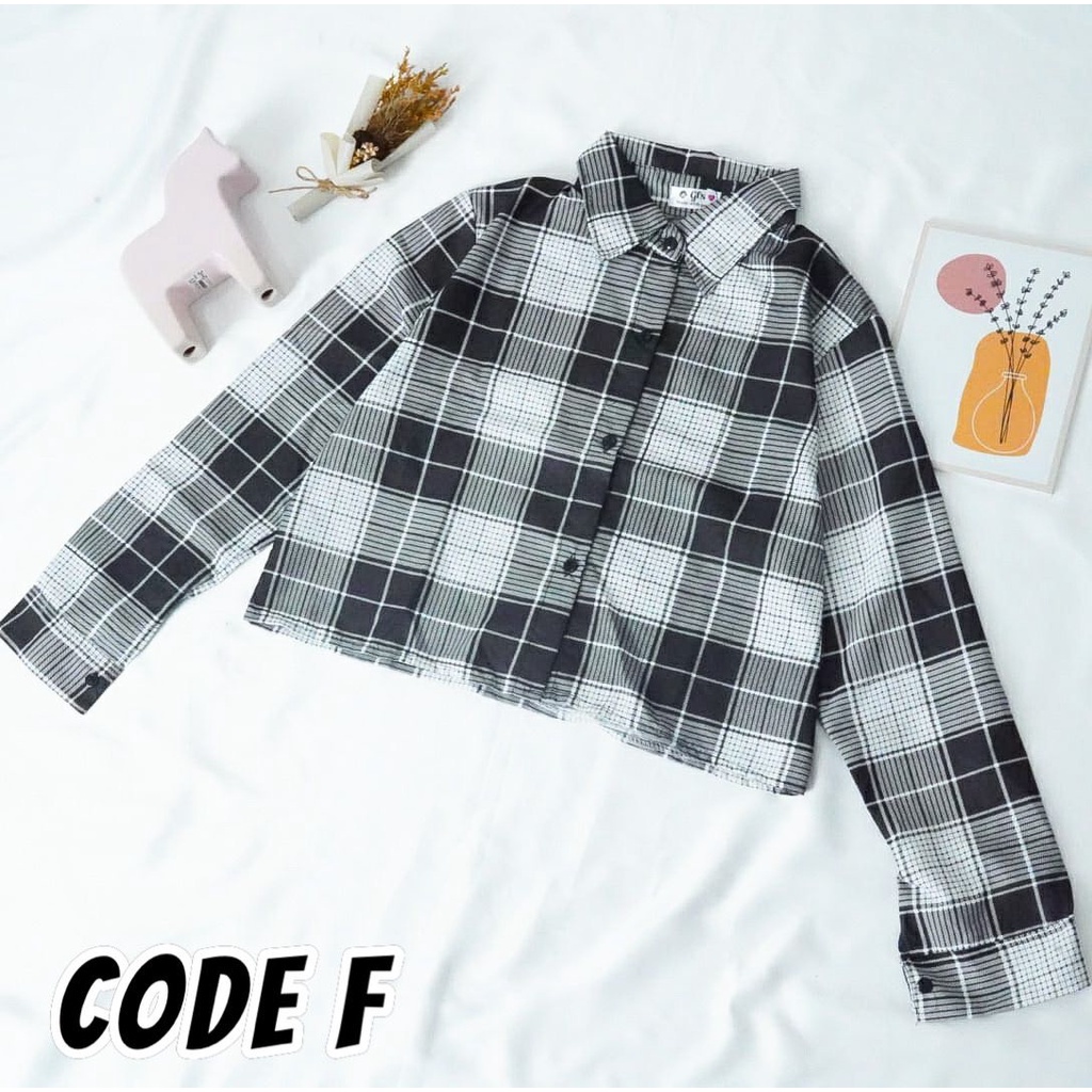 BEFAST - ZFS OOTD Wanita Kemeja JUYLA / FEBRIC CROP SHIRT / Atasan Kemeja Crop Wanita / Kemeja Lengan Panjang / Kemeja Crop Kekinian / Kemeja Remaja Keluaran Terbaru / Kemeja Motif Kotak-Kotak