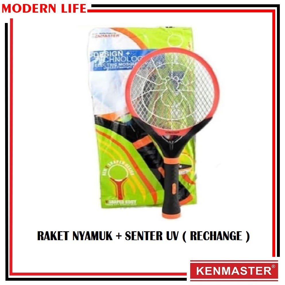 Raket Nyamuk + Lampu Senter UV Recharge Kenmaster