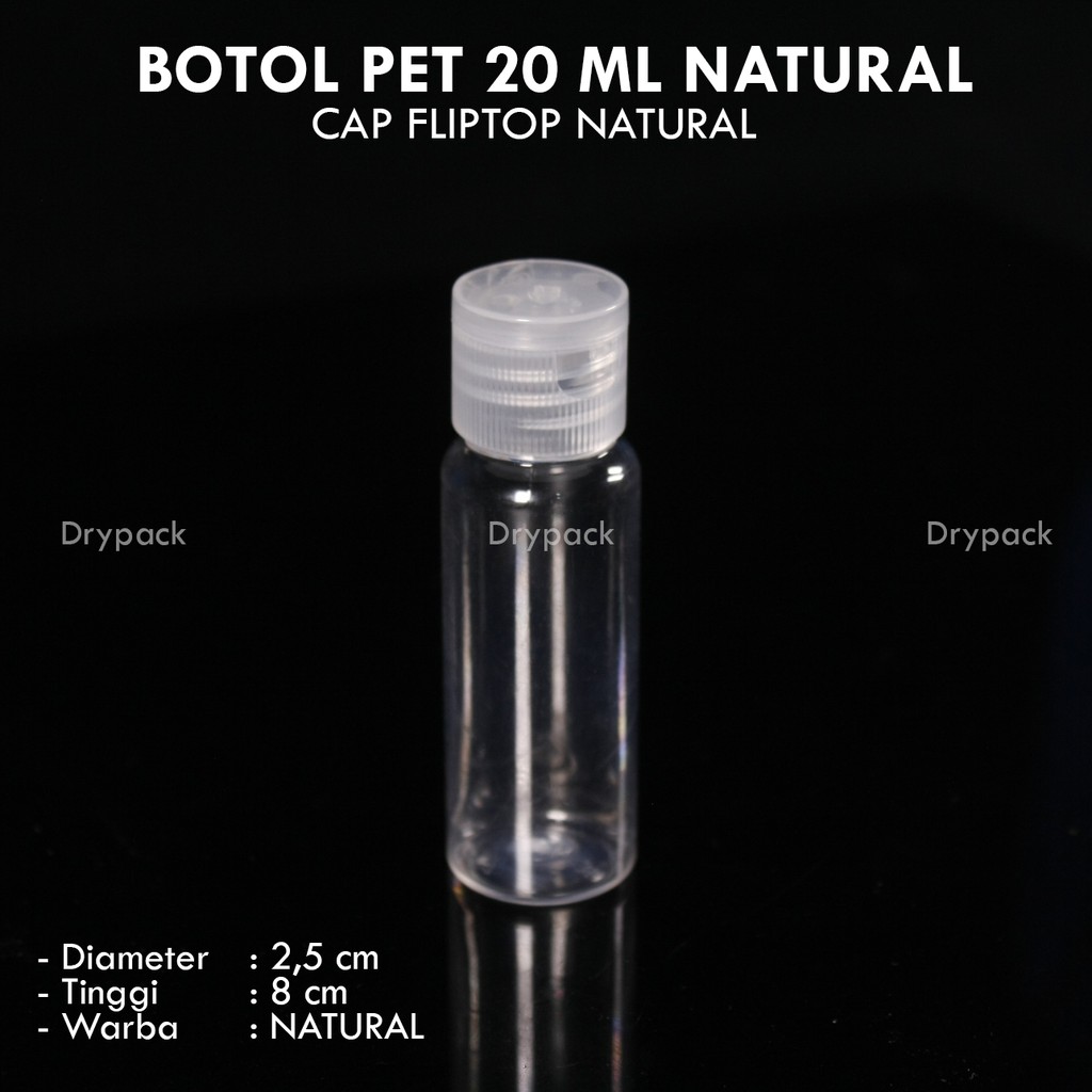 Botol PET 20 ML Natural Fliptop