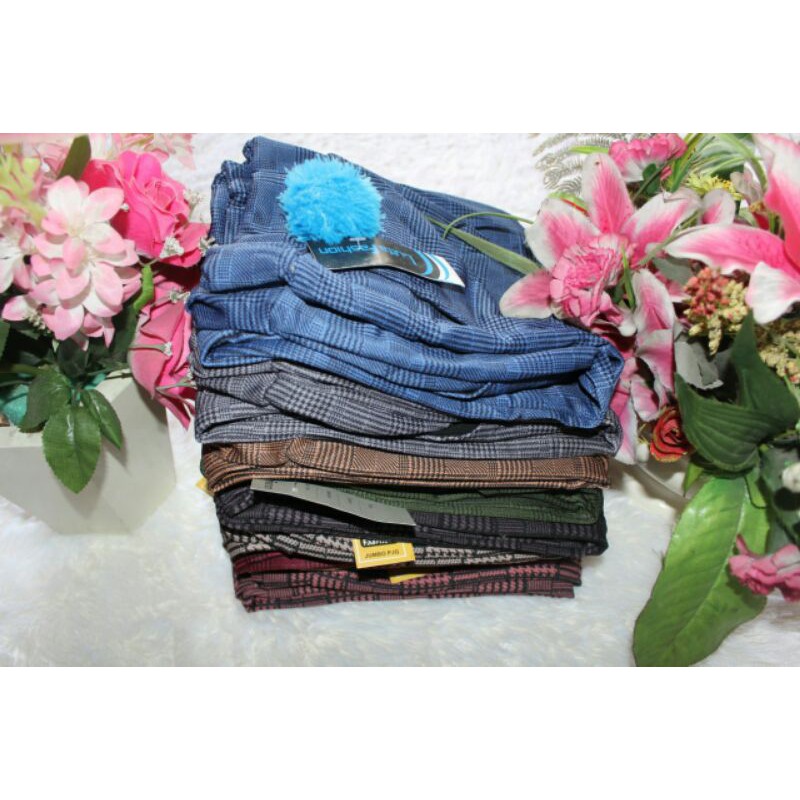 Celana Luna Panjang PomPom Motif Kotak (BB 50-60 Kg / All Size)