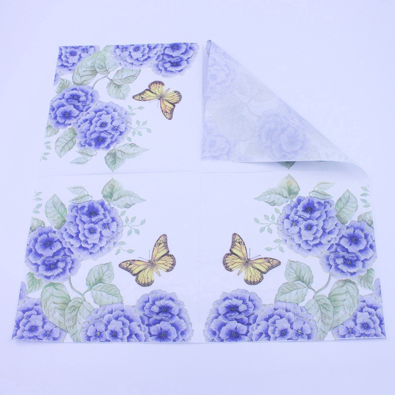 Butterfly Paper Napkins with Plant Flower for Party Decoration Tissue 20pcs/pack