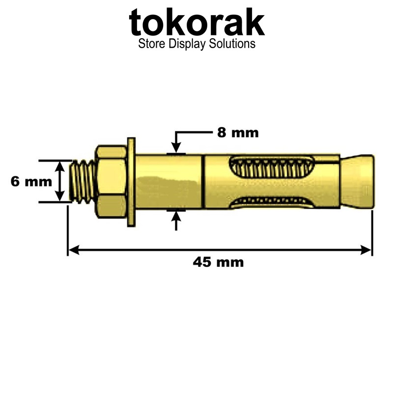 DYNABOLT 8 X 40 MM ANCHOR BAUT BETON - ANGKUR BOLT - DYNA DINABOLT