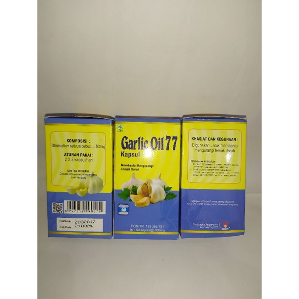 Kapsul Garlic Oil 77 isi 60 Kapsul (Minyak Bawang Putih Asli)
