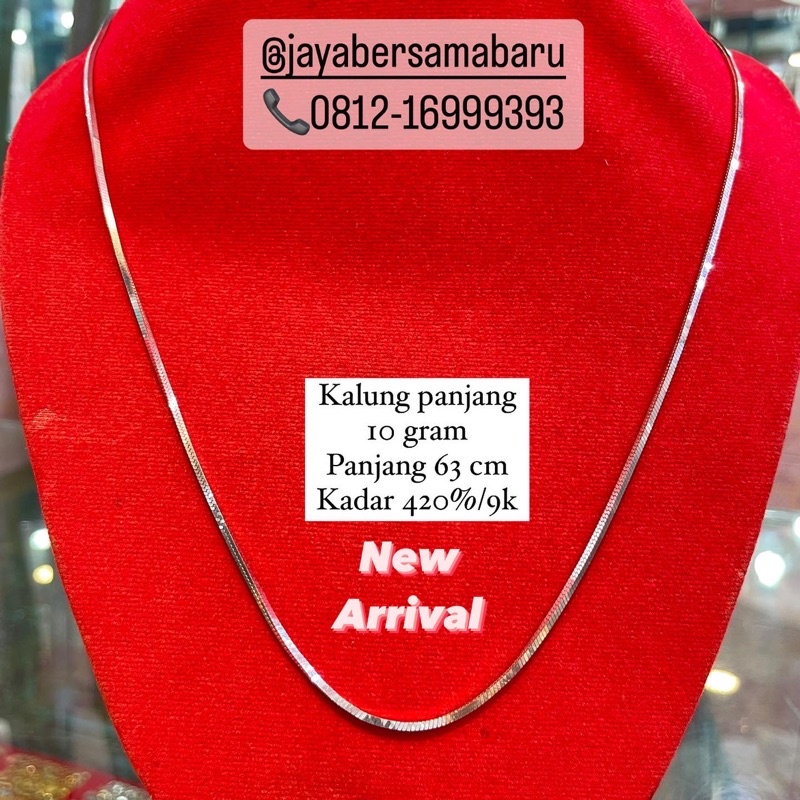 Kalung panjang emas putih kadar 420%/9k