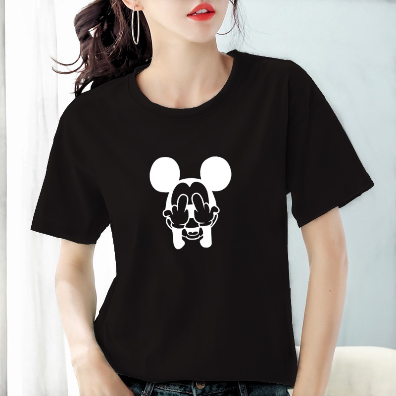 Kaos wanita dewasa mouse / baju wanita lengan pendek katun combed 30's