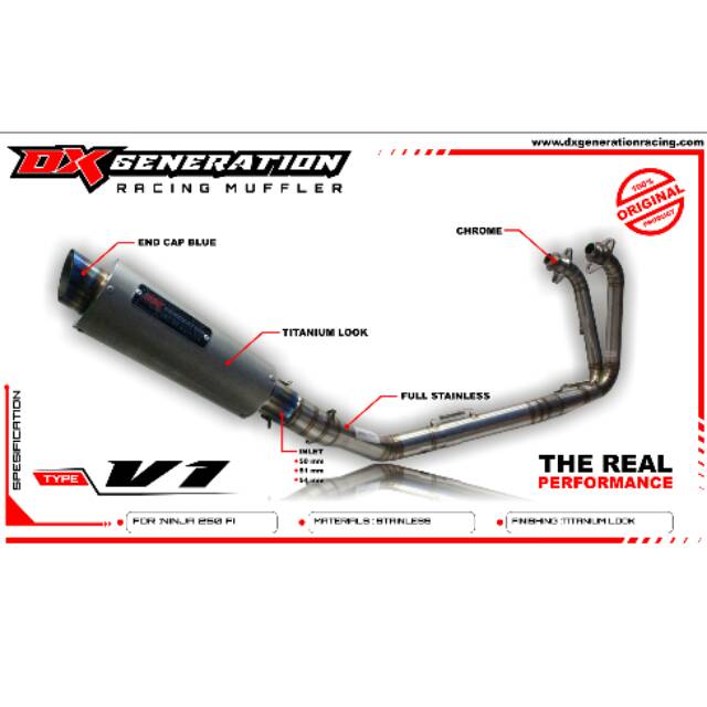 Dx Generation Racing V1 Series Fullsystem All New Ninja 250 ,Ninja 250 fi atau Carbu