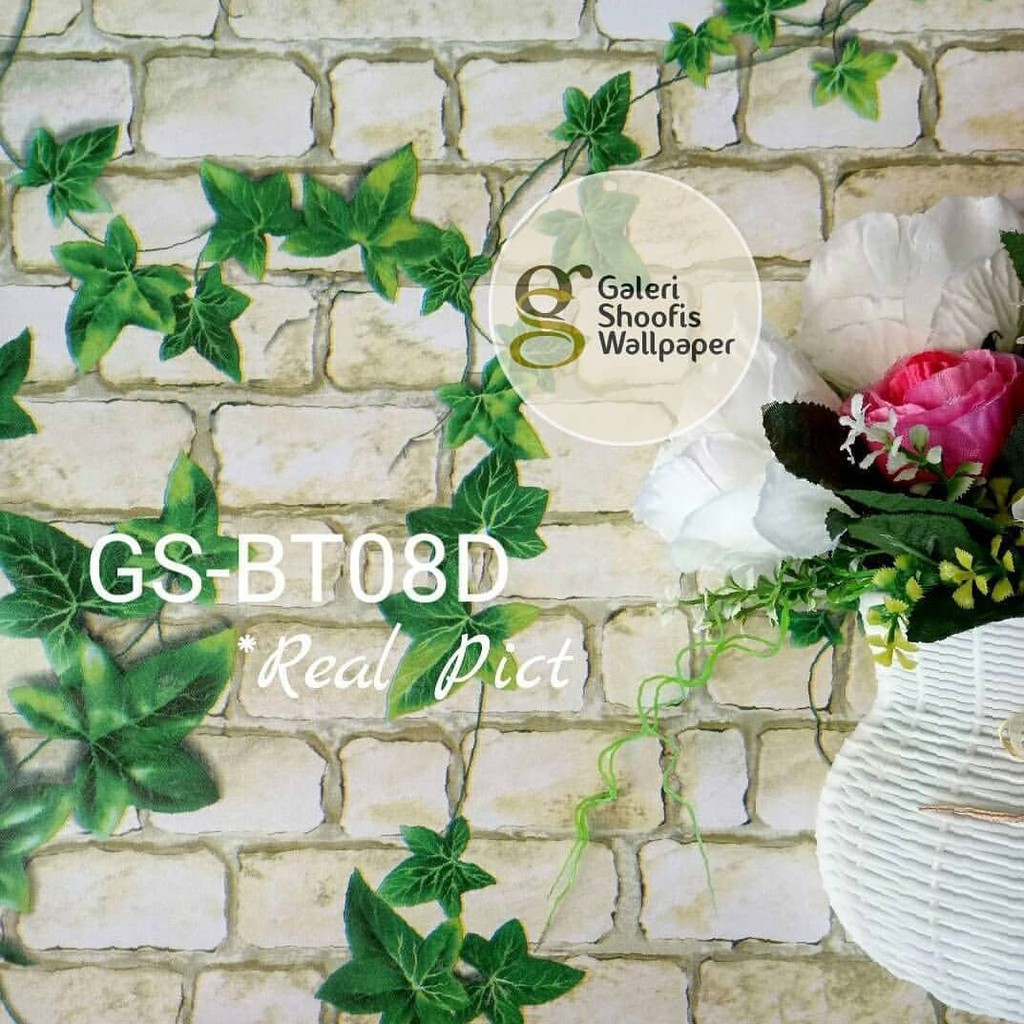 Wallpaper Stiker Motif Bata Daun (putih)