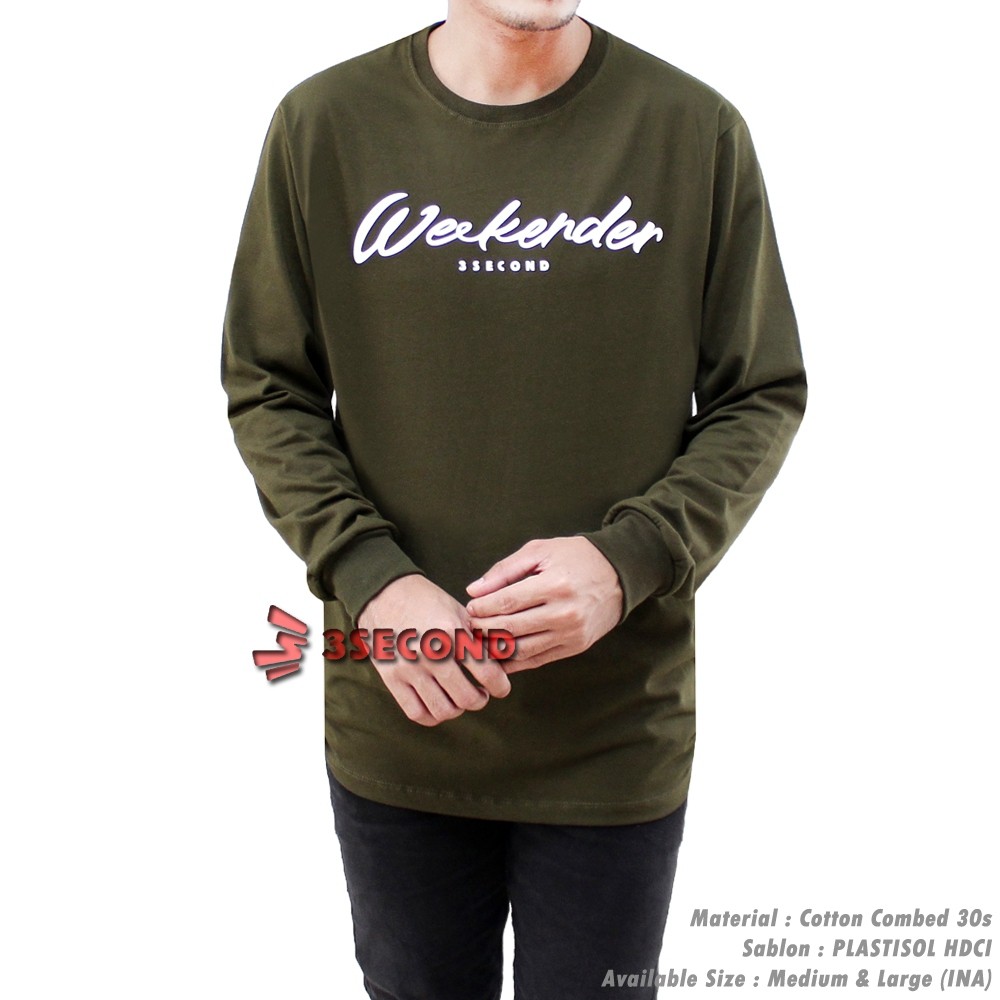 KAOS 3SECOND LENGAN PANJANG RECOMMENDED SABLON PLASTISOL TIMBUL