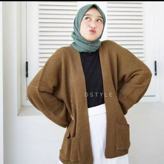Jaket Wanita Jaket Wanita Cardigan Knit Wanita Outer Kardigan Rajut Jaket Murah - Bronze(I4V6) TERBA