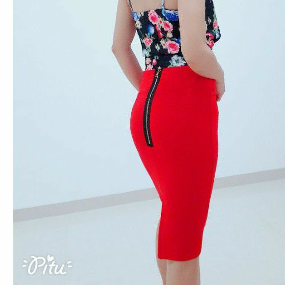 Rok Ko Moon Young Midi Skirt Premium Scuba foam import asli bangkok thailand