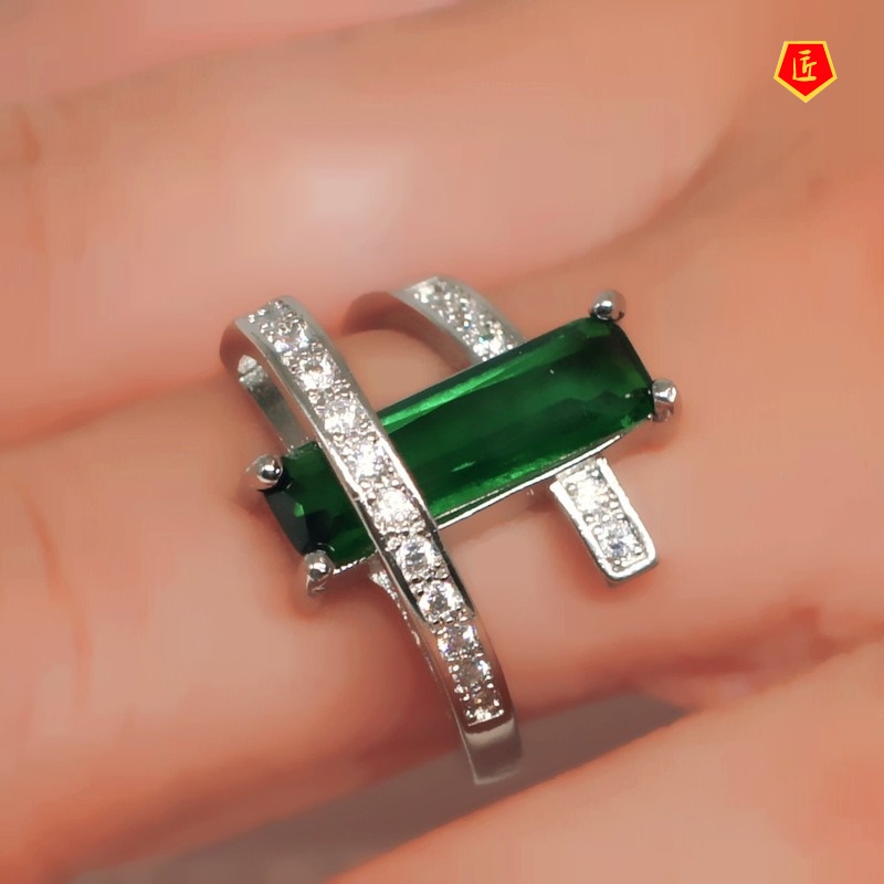 [Ready Stock]Popular Emerald Ring Female Fashion Personality