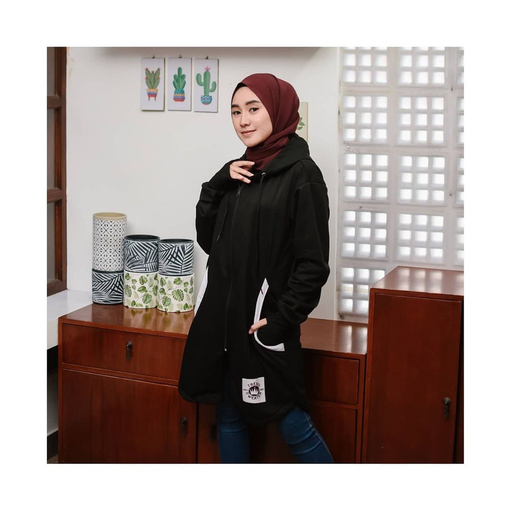 Long RH Zipper || Hoodie Hijaber || Sweater wanita #LRZ