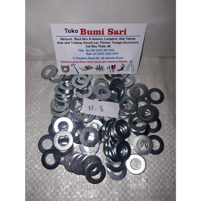 RING PLAT PUTIH M8 - PER PCS