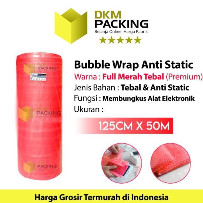 

PROMO BUBBLEWRAP 125CM X 50M PLASTIK BUBBLE WRAP FULL MERAH BUBLE DKM DHF5143VFF