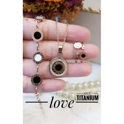 TiTanium set gelang kalung dan cincin t456