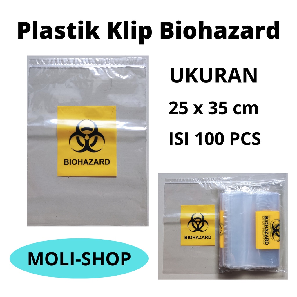 Plastik Klip Biohazard Uk 25x35 (100pcs), Plastik Klip Medis, Plastik Zip lock