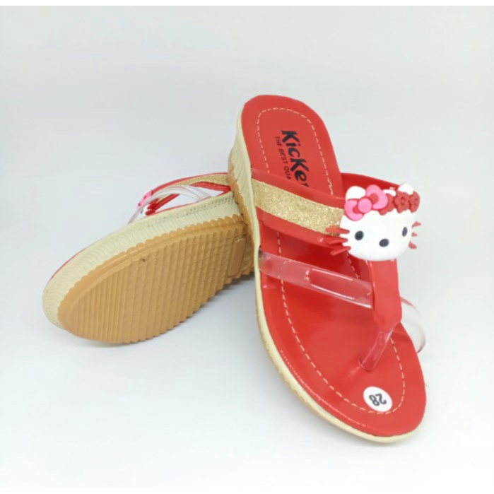 Sandal Anak Perempuan Kickers Jepit Wedges 26 - 35 HK Hak 3 Cm Casual Fashion N13