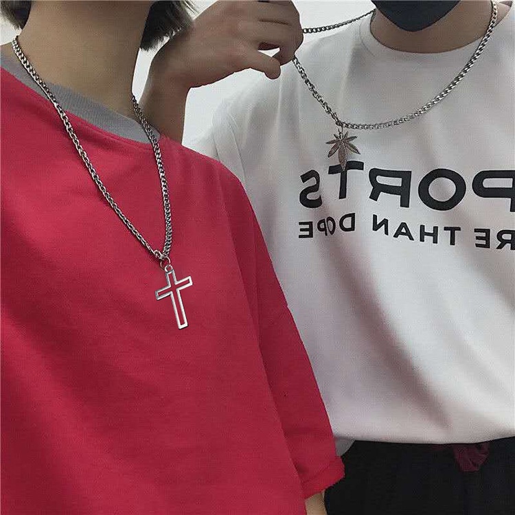 Titanium Steel Hiphop Cross Necklace Korean Style Personality Chain Girls Couple Accessories