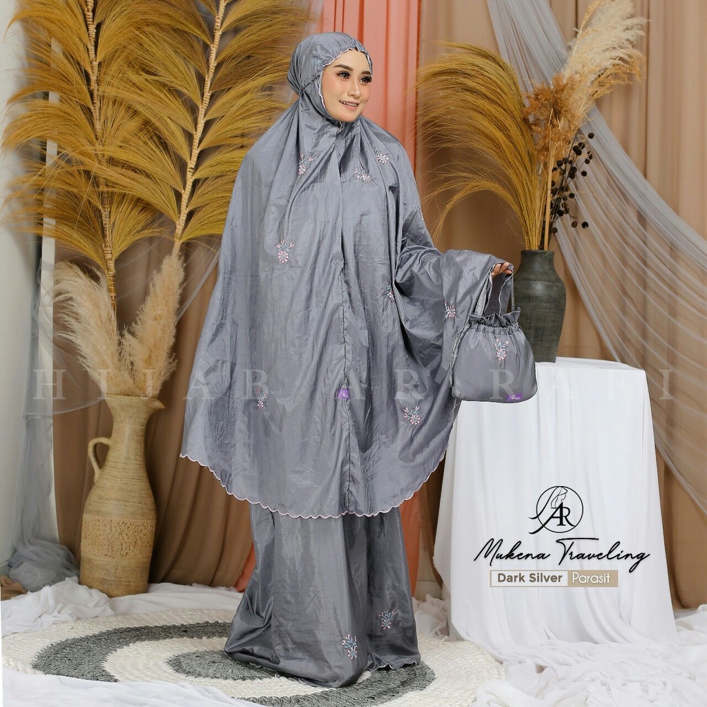 Mukena Dewasa Polos Mukena Travelling Arrafi Matt Parasit Variasi Bordir Bagian Bawah Dan Atas