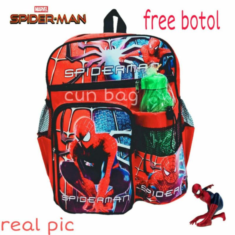Tas ransel anak karakter tayo batman spiderman free botol minuman tas anak laki laki